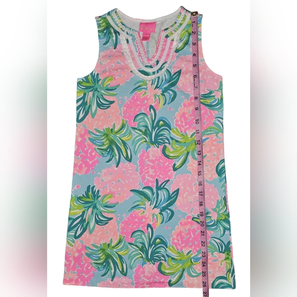 Lilly Pulitzer Girls Mini Harper Dress Blue Ibiza Pineapple Print Sz L 8-10 - Picture 6 of 13